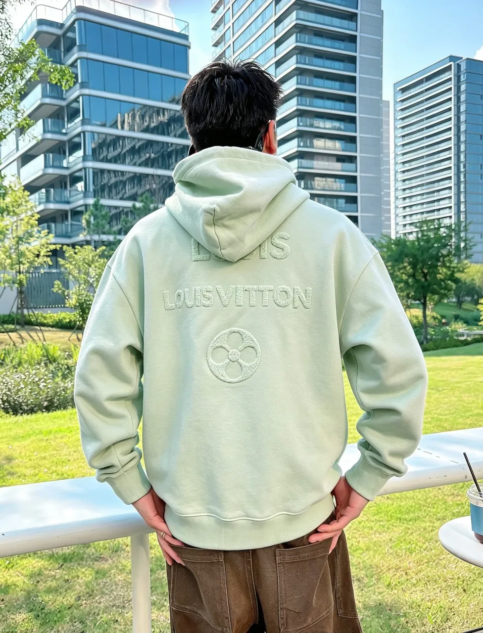 Louis Vuitton/Louis Vuitton dark woven letter logo embroidered hooded sweatshirt